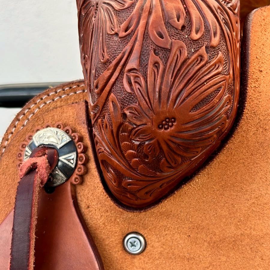 Floral leather tooling detail
